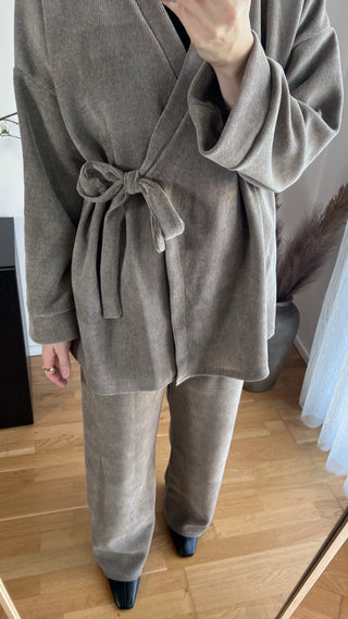 Cord-Optik Wickeloberteil mit Hose