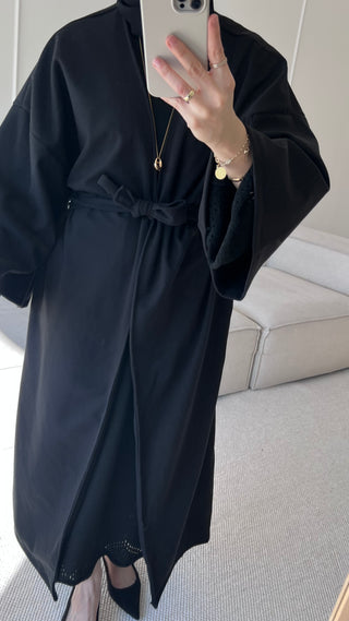 Oversized Maxi Mantel mit Bindegürtel
